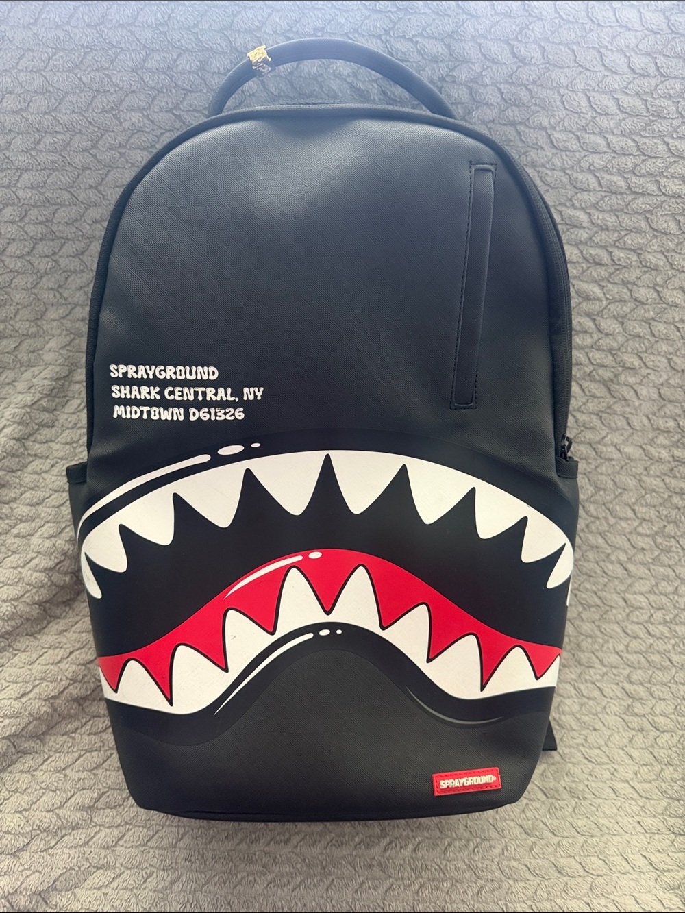 Sprayground Black Backpack with Red & White Shark Mouth
